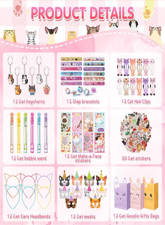 Vanblue 146Pcs Cat Party Favors Themed Birthday Party Decorations for Kids, Cat Party Supplies Goodie Bag Stuffers Fillers,Pet Headband Gifts Bags - Image 3